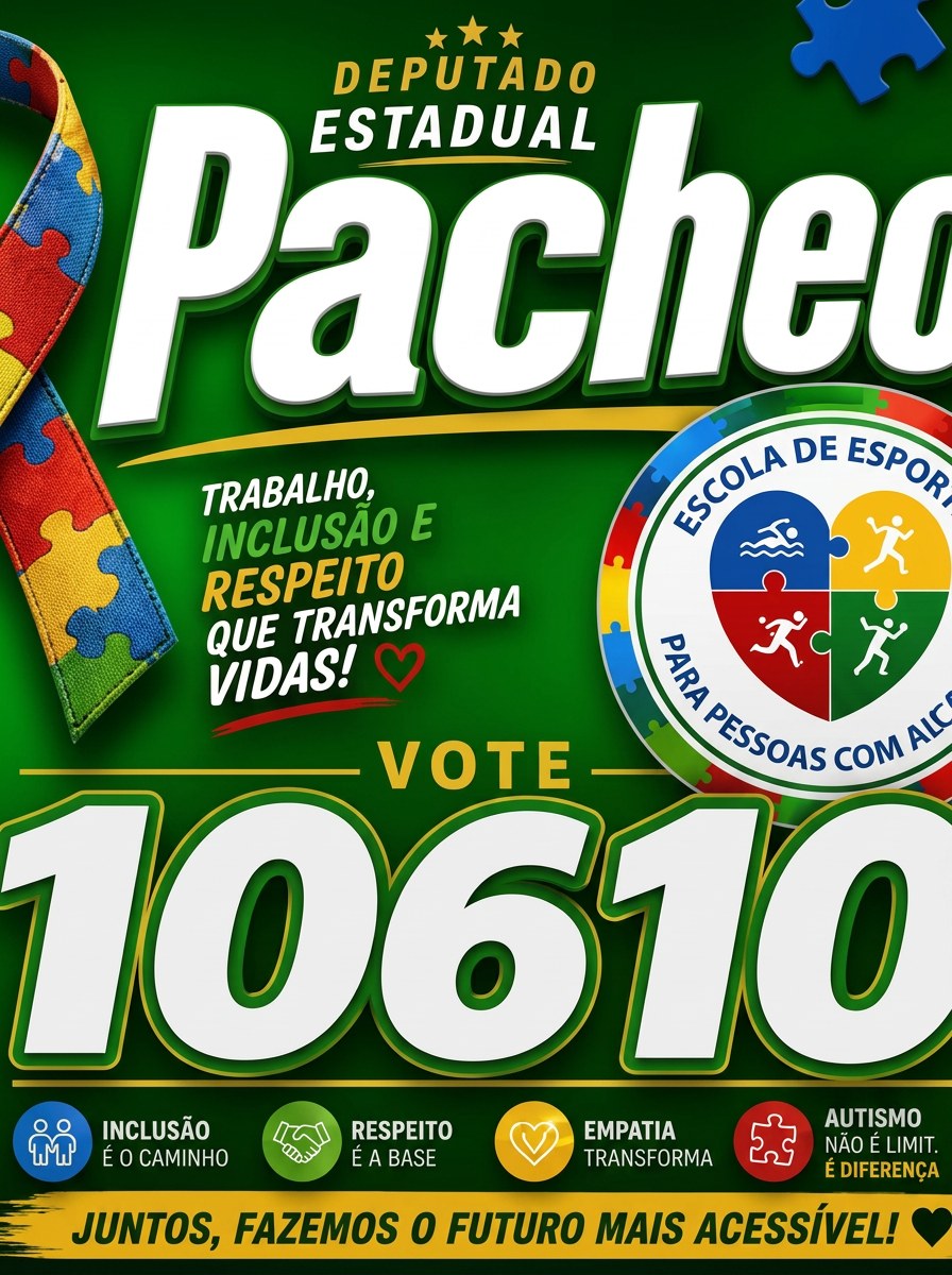 Peça de campanha do Adriano Pacheco 10610 com o lema trabalho, inclusão e respeito